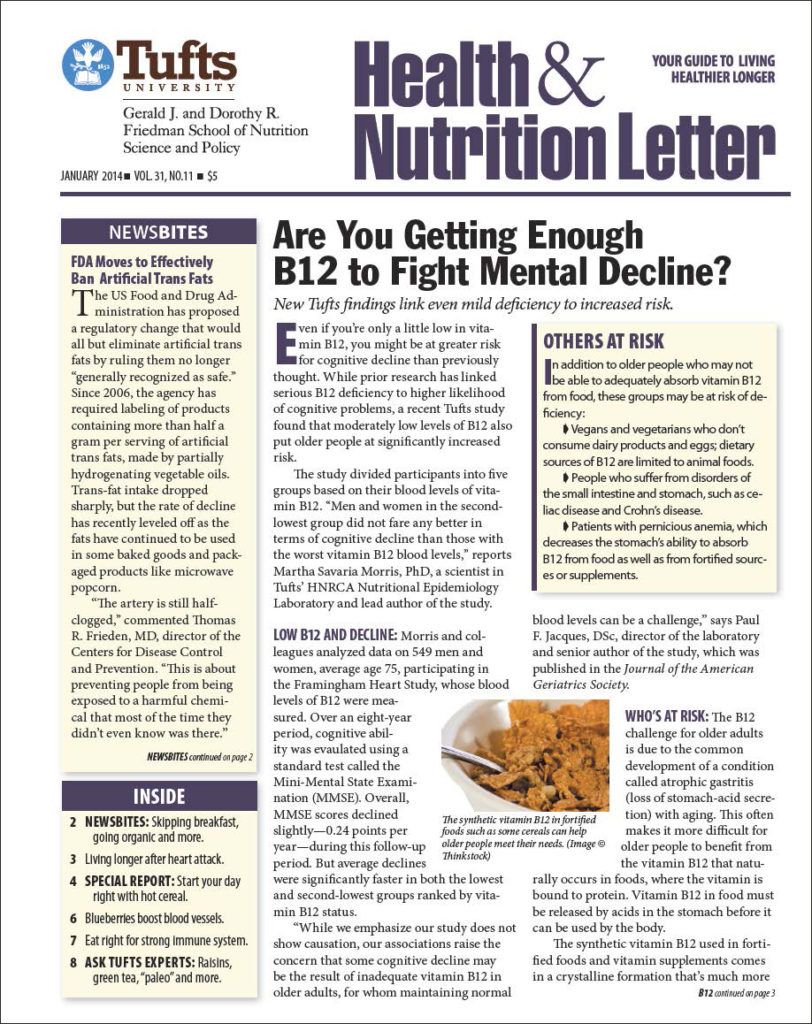 Subscribe Now Tufts Health & Nutrition Letter