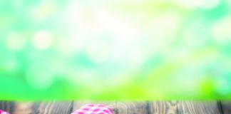 Empty white plate on wood nature blur background.