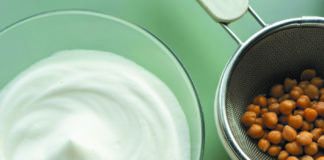 image of bowls with chickpeas , chickpea's liquid water brine and whipped aquafaba , egg replacer in cooking