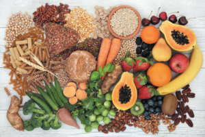 Naturally high fiber foods—like fruits, vegetables, whole grains, legumes, nuts, and seeds—are one of the keys to controlling hunger.