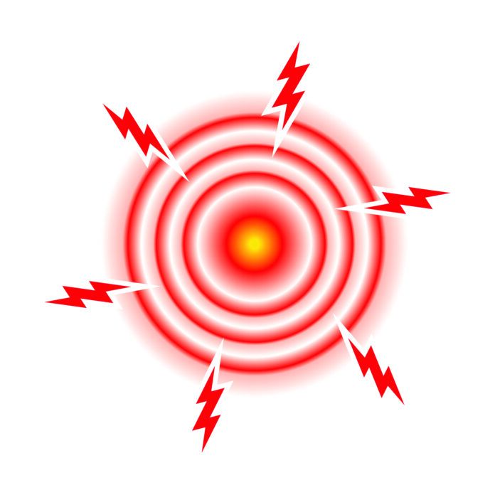 Pain Icon, Painful Spot Mark, Ache Symbol, Painkiller Target, Pain Pointing Sign, Red Circle Illness Location
