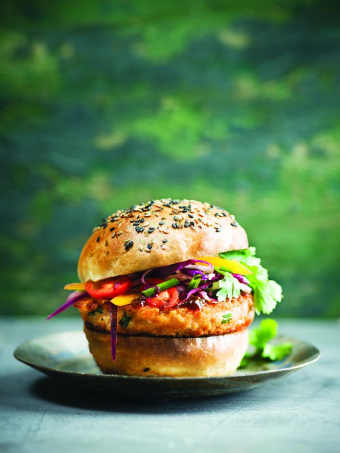 Vegetarian burger on plate