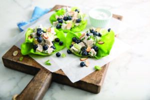 Blueberry Almond Chicken Salad Lettuce Wraps