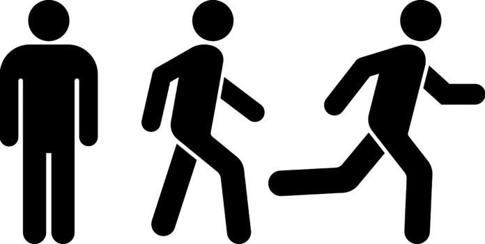 Collection of icons of Man stands, walking and running