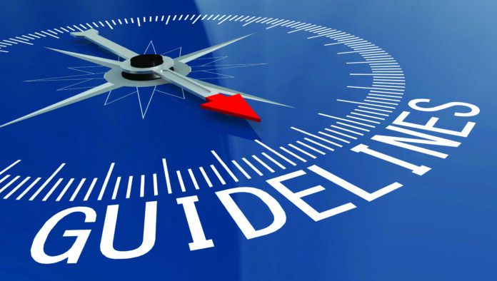Blue compass with guidelines word