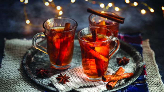 Hot drink New Year,Christmas,Autumn holidays Mulled cider or spiced punch,Tea or mulled wine,Gerona,Girona,Spain